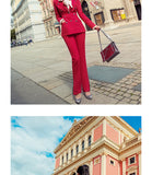 Aookdress spring new professional dress women's pants suit commuting temperament show thin suit coat micro La pants two piece women's suit