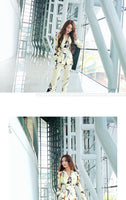 Aookdress spring and summer new professional women's pants suit fashion ol printing thin Blazer coat Long Pants