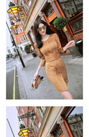 AOOKDRESS autumn and winter new Korean version of slim and slim suede belt trench coat-style bottoming dress