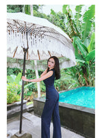 AOOKDRESS summer new Korean commuter temperament was thin OL wide-leg pants striped jumpsuit professional jumpsuit women