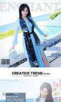 AOOKDRESS summer dress new style elegant temperament sexy fork holiday long skirt long-sleeved chiffon dress 1909