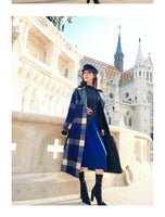 AOOKDRESS autumn and winter new commuter temperament pu leather stitching contrast tartan coat coat women