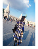 AOOKDRESS autumn and winter new commuter temperament pu leather stitching contrast tartan coat coat women