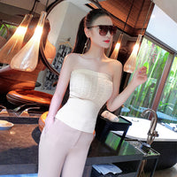 Aookdress summer wear new sexy tight knitted bottom bra elastic anti gloss vest breast Wrap Top