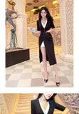 AOOKDRESS spring/summer dress new commuter temperament show slim slim asymmetrical low-breasted V-neck medium-length windshield jacket tide girl