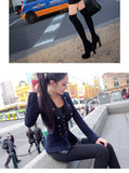 AOOKDRESS autumn and winter new commuter temperament Joker pu stitching slim woolen coat Tide girl