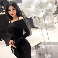 AOOKDRESS spring new Korean temperament slim slim bag hip velvet leather stitching bottoming shirt bag hip skirt suit