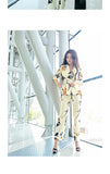 Aookdress spring and summer new professional women's pants suit fashion ol printing thin Blazer coat Long Pants