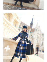 AOOKDRESS autumn and winter new commuter temperament pu leather stitching contrast tartan coat coat women