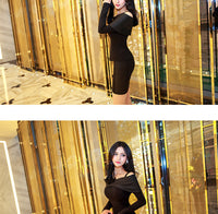 AOOKDRESS spring new Korean temperament slim slim bag hip velvet leather stitching bottoming shirt bag hip skirt suit