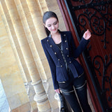 AOOKDRESS autumn and winter new commuter temperament Joker pu stitching slim woolen coat Tide girl