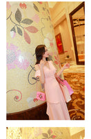 AOOKDRESS summer dress new Korean version of the famous style temperament v collar thin wrap chest sexy open-cut chiffon dress long skirt