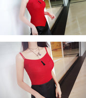 AOOKDRESS summer new sexy sling sleeveless bottoming shirt slim elastic vest Joker sweater women 1911A