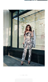 AOOKDRESS spring/summer dress new fashion temperament women's pants set sexy wrap corset print hit color thin foot trousers