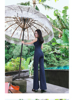 AOOKDRESS summer new Korean commuter temperament was thin OL wide-leg pants striped jumpsuit professional jumpsuit women