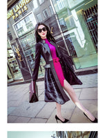 AOOKDRESS autumn/winter dress new commuter temperament in the long fur stitching leather coat show thin windcoat coat girl