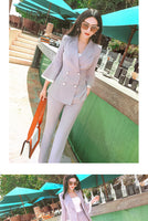 AOOKDRESS summer new professional women's pants suit Korean commuter temperament OL striped small suit was thin and long pants women