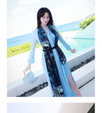 AOOKDRESS summer dress new style elegant temperament sexy fork holiday long skirt long-sleeved chiffon dress 1909