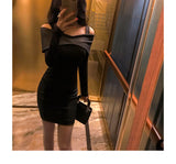 AOOKDRESS spring new Korean temperament slim slim bag hip velvet leather stitching bottoming shirt bag hip skirt suit