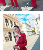 Aookdress spring new professional dress women's pants suit commuting temperament show thin suit coat micro La pants two piece women's suit