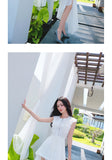 AOOKDRESS summer dress new famous wind commuter temperament hair stitching thin pure white chiffon dress long skirt