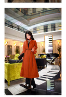 AOOKDRESS autumn and winter wear new ladies style temperament trumpet sleeve cardigan hit color mid-length woolen coat jacket women