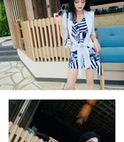 AOOKDRESS summer new Korean style fashion stripe contrast color sleeveless shorts jumpsuit V-neck thin asymmetrical jumpsuit