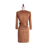 AOOKDRESS autumn and winter new Korean version of slim and slim suede belt trench coat-style bottoming dress