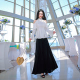 AOOKDERSS summer dress new Korean version of the commuter temperament sexy off-the-shoulder pleated skirt swing horn sleeve hanging neck shirt top girl