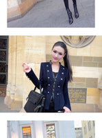 AOOKDRESS autumn and winter new commuter temperament Joker pu stitching slim woolen coat Tide girl