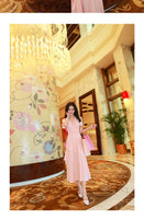 AOOKDRESS summer dress new Korean version of the famous style temperament v collar thin wrap chest sexy open-cut chiffon dress long skirt