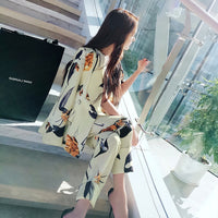 Aookdress spring and summer new professional women's pants suit fashion ol printing thin Blazer coat Long Pants