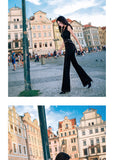 AOOKDRESS spring new commuter temperament was thin, slim, high waist, sleeveless, wide-leg, micro-sleeve pants