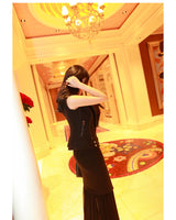 AOOKDRESS Spring Dress New Skirt Set Stylish Sexy Lace Stitched Sleeveless Dress Long Skirt Suede Jacket Boomer