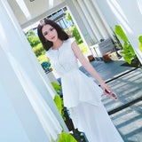 AOOKDRESS summer dress new famous wind commuter temperament hair stitching thin pure white chiffon dress long skirt
