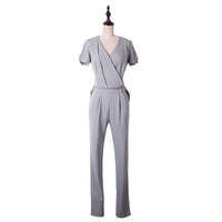 AOOKDRESS summer dress new professional pants set sexy V collar thin temperament chiffon shirt straight tube slim long pants