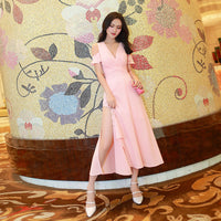 AOOKDRESS summer dress new Korean version of the famous style temperament v collar thin wrap chest sexy open-cut chiffon dress long skirt