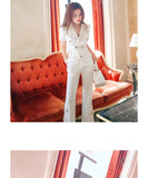 AOOKDRESS summer new women's trousers suit ladies temperament split ends show thin trousers open-line decoration slim thin coat top