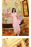 AOOKDRESS summer dress new Korean version of the famous style temperament v collar thin wrap chest sexy open-cut chiffon dress long skirt