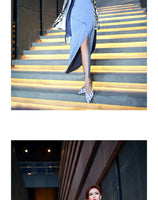 AOOKDRESS summer dress new celebrity style sexy sling thin solid color side open fork chiffon dress long skirt