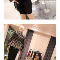 AOOKDRESS spring new Korean temperament slim slim bag hip velvet leather stitching bottoming shirt bag hip skirt suit