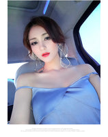 AOOKDRESS summer dress new celebrity style sexy sling thin solid color side open fork chiffon dress long skirt