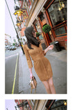 AOOKDRESS autumn and winter new Korean version of slim and slim suede belt trench coat-style bottoming dress