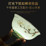 Tigela e prato conjunto casa jingdezhen cerâmica osso china utensílios de mesa terno osso china luz luxo tigela chinesa e placa
