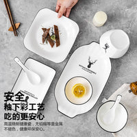 Tigela e prato conjunto de luz do agregado familiar luxo talheres placa osso china cerâmica tigela e prato nordic criativo tigela e pauzinhos
