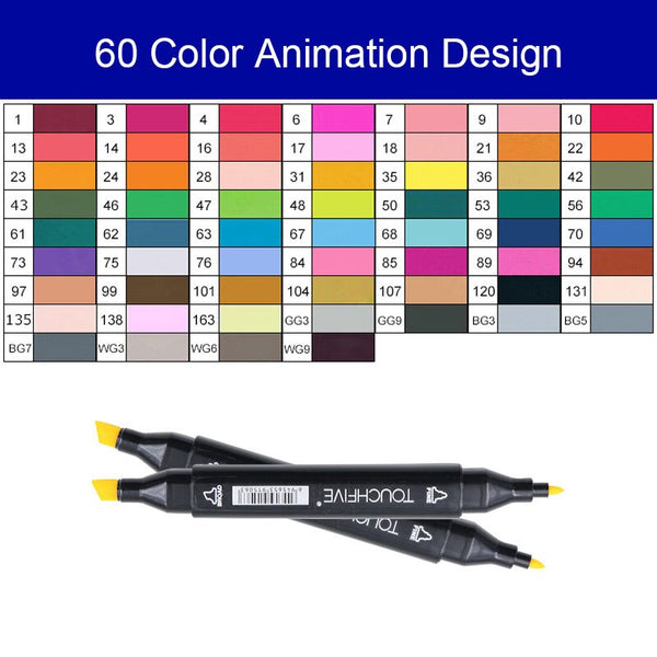 TouchFive 168 black Colors Markers Pen Painting Manga Art Marker