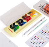 HIMI Watercolor Paint Set, Premium Paint Box with 12/24/36 Colors Pigment,1 Hook Line Pen,1 Drawing Pencil, Paper Pad