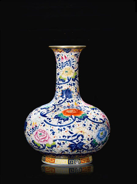 Vaso de agradecimento da dinasmo qing qianlong, azul e branco em pastel diferentes