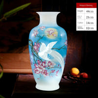 Vaso de cerâmica arranjo flor pintados à mão casa decoração da sala estar novo chinês meia faca lama artesanato decoração porcelana