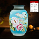 Vaso de cerâmica arranjo flor pintados à mão casa decoração da sala estar novo chinês meia faca lama artesanato decoração porcelana